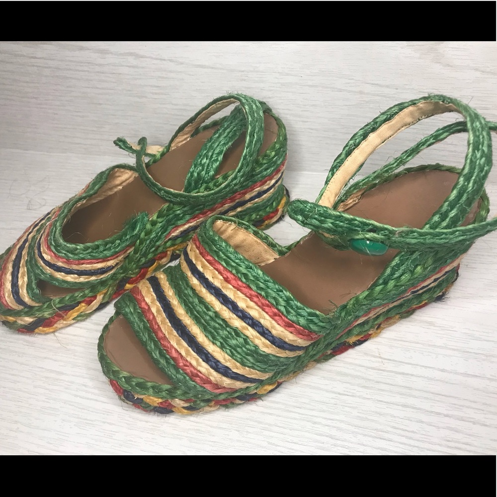 VTG 40s woven wedge espadrilles Sz 5
